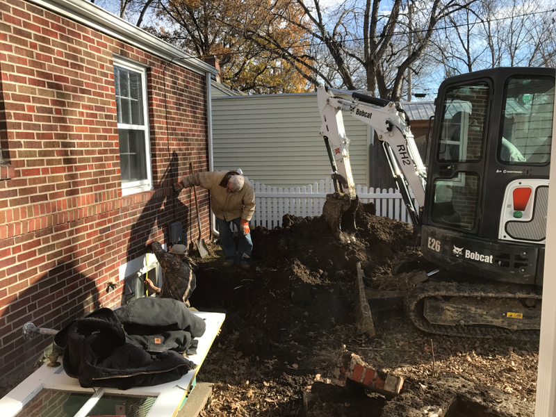 Digging the hole.